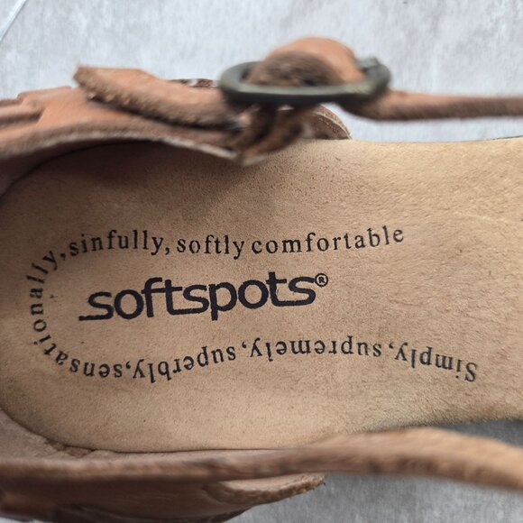 Softspots Huarache Flat 9.5 Wide Fit Brown Woven Strappy Comfort Boho Sandals - Picture 12 of 12